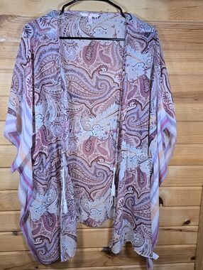 Victoria's Secret Y2K Vintage Kimono Coverup Silky Boho Festival Pink Purple M/L